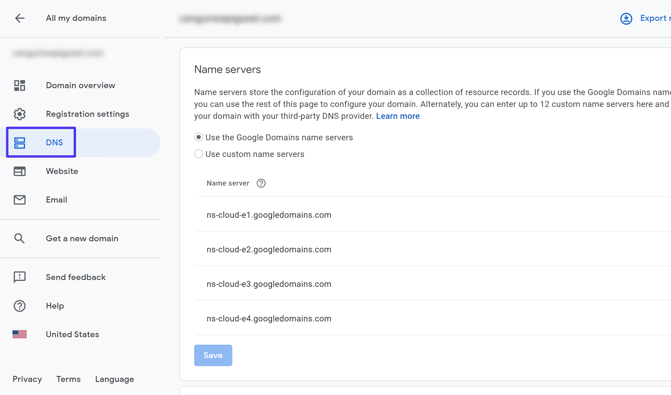 Wie man die Nameserver bei Google Domains ändert