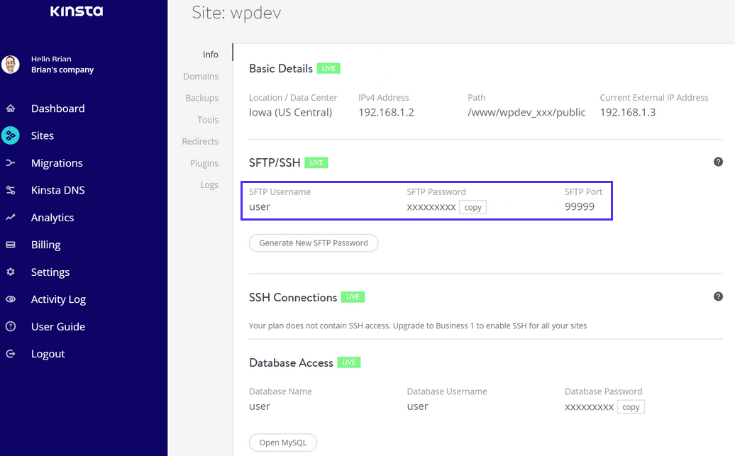 sftp details