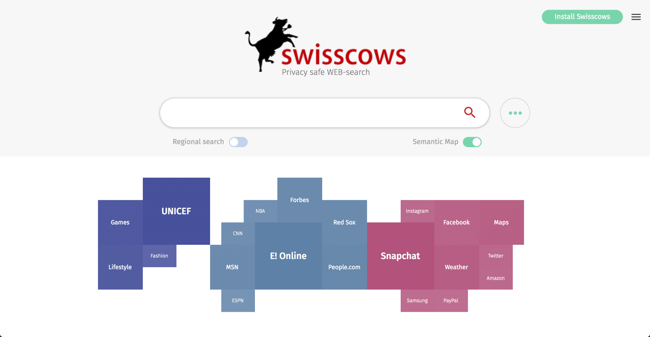 Swisscows Suchmaschine