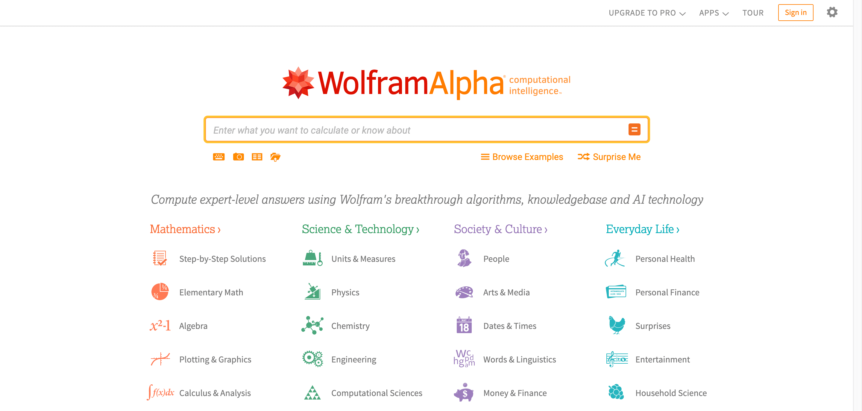 WolframAlpha Suchmaschine