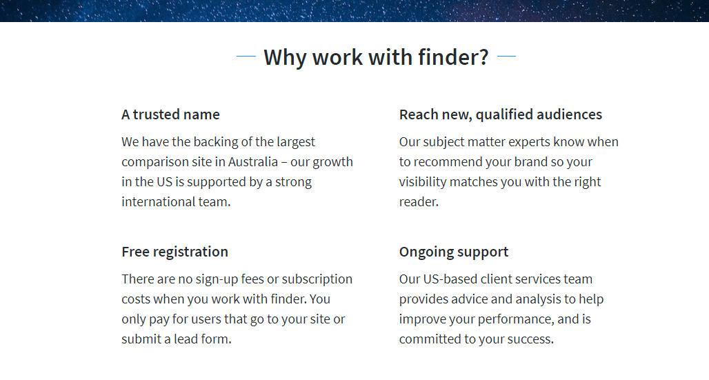 Die Partnerseite von Finder.com