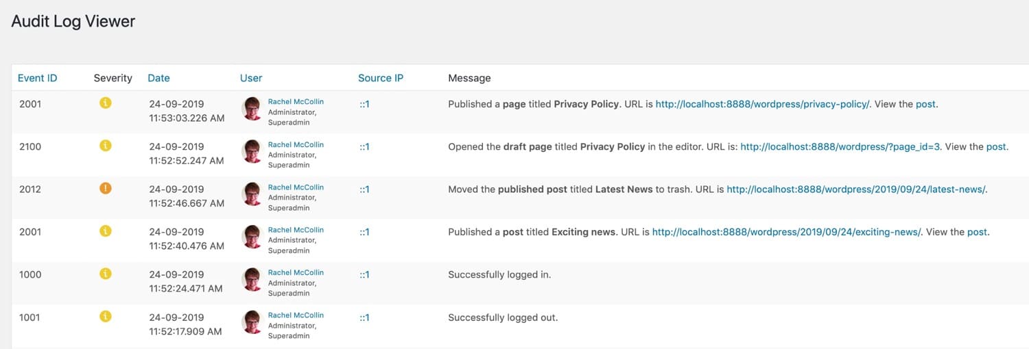 WordPress Activity Log
