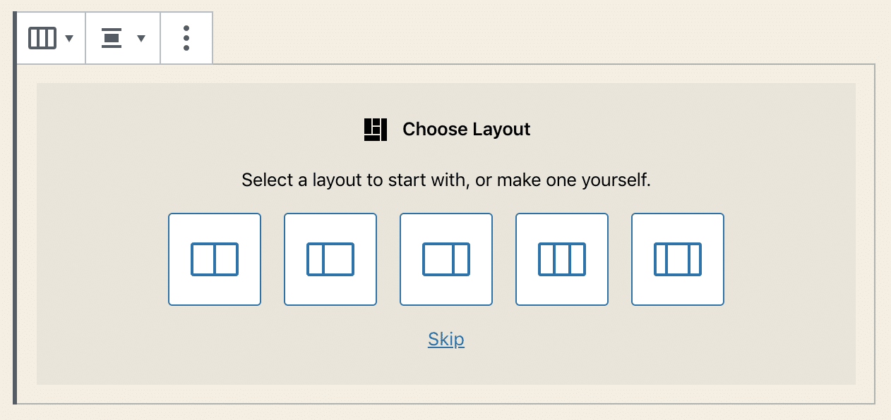 Der Block-Layout-Picker Spalten