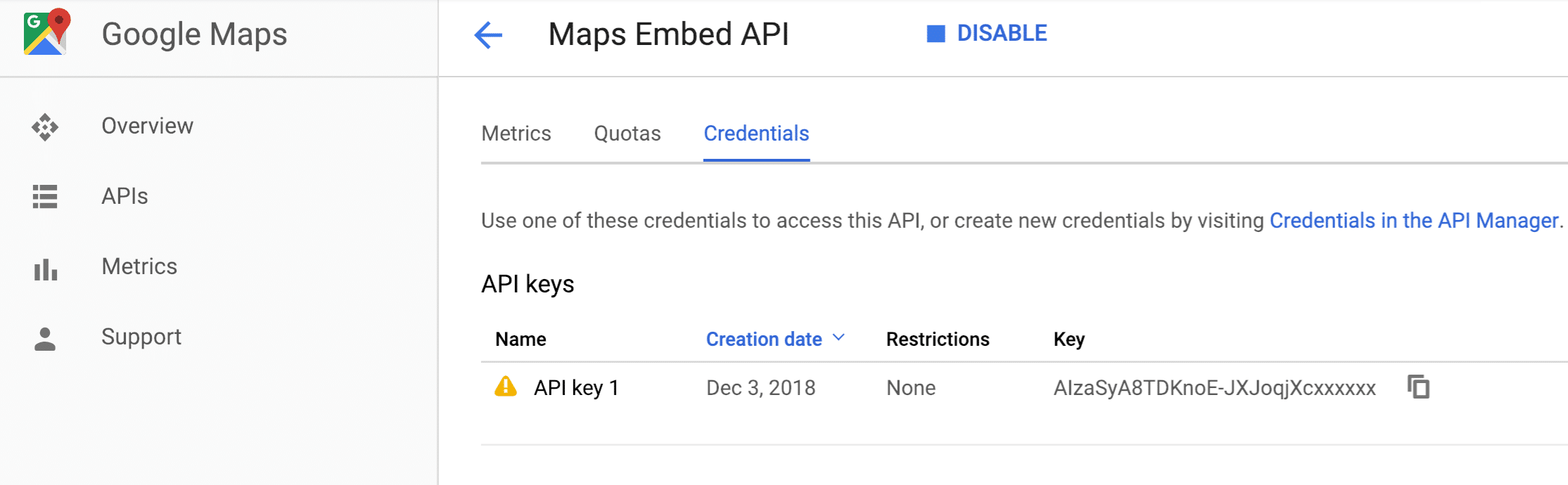 Google Maps API Key