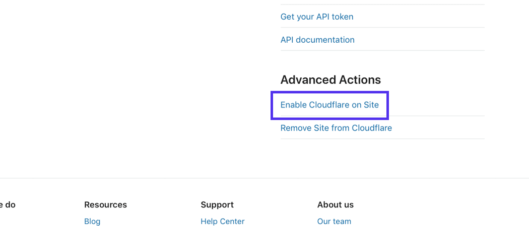 Klicke auf den Link, um Cloudflare wieder zu aktivieren.