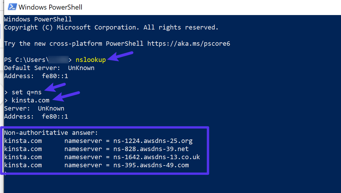 Prüfen von Nameservern mit Windows PowerShell