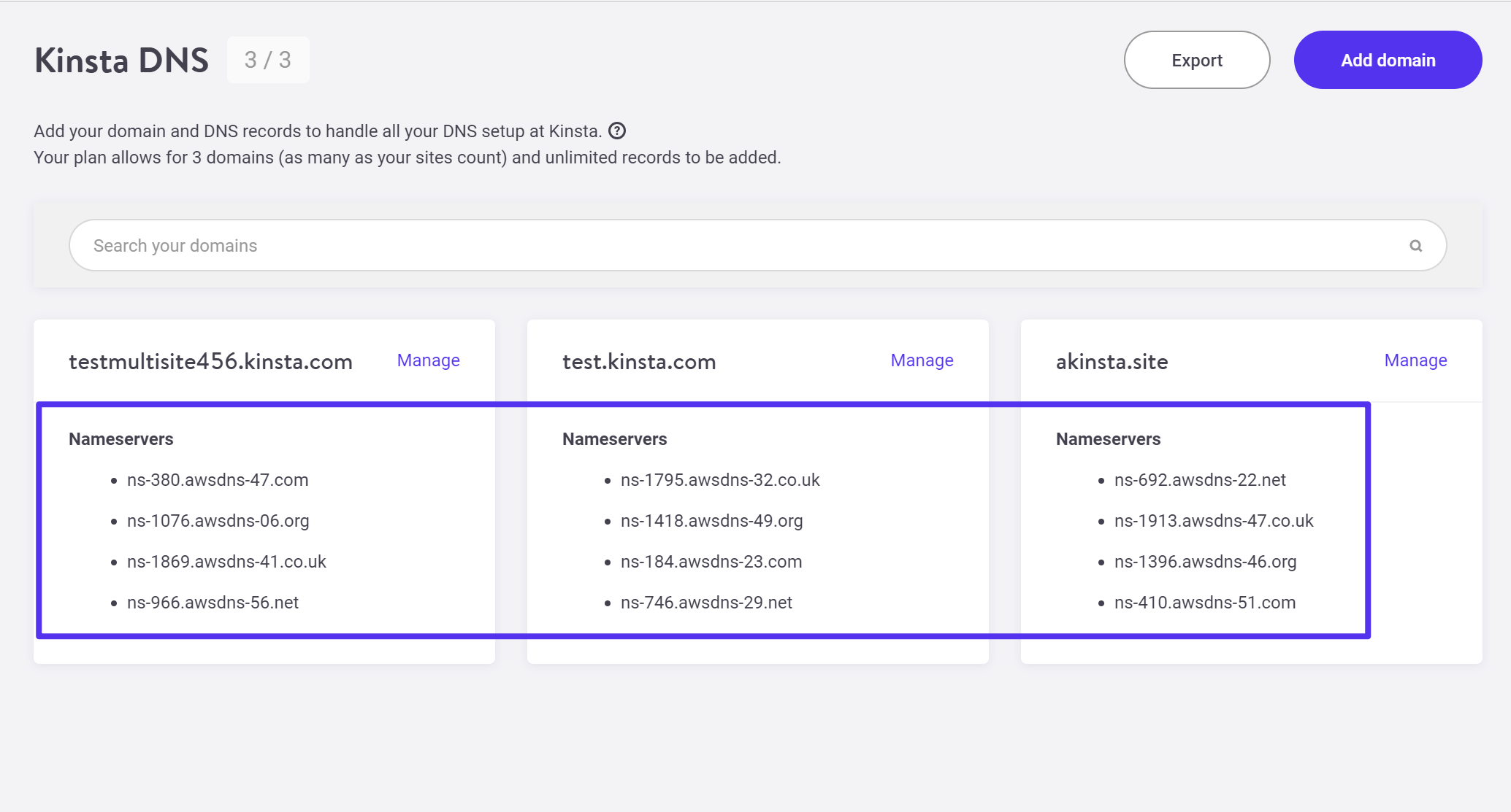 Die Nameserver in deinem Kinsta Dashboard