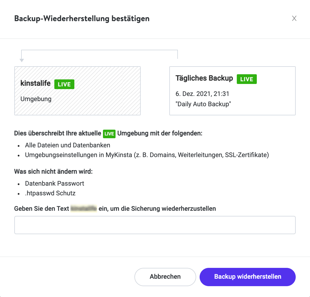 Backup Wiederherstellung Workflow