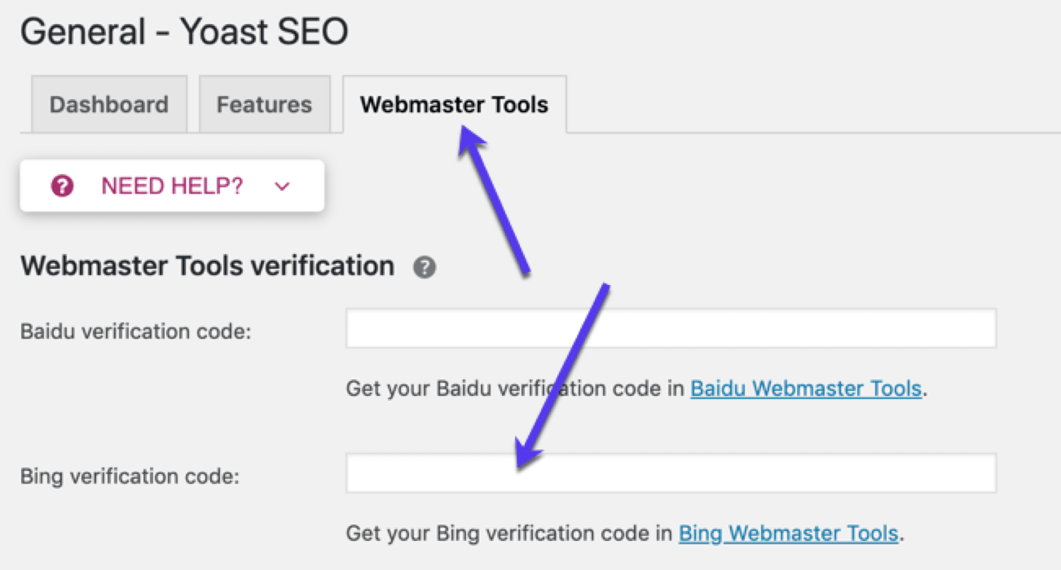 Yoast SEO Bing Webmaster Tools Einrichtung