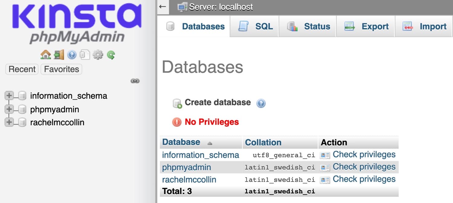 Datenbank in phpMyAdmin