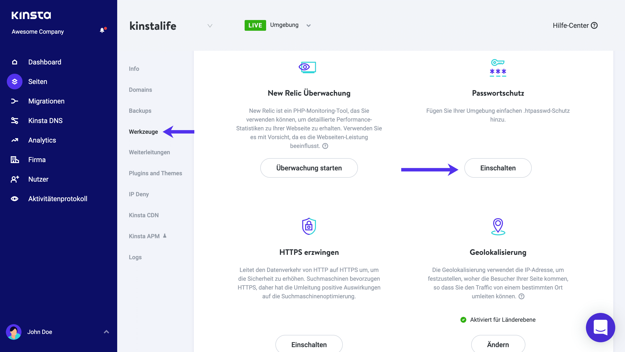 Aktiviere den .htpasswd Schutz