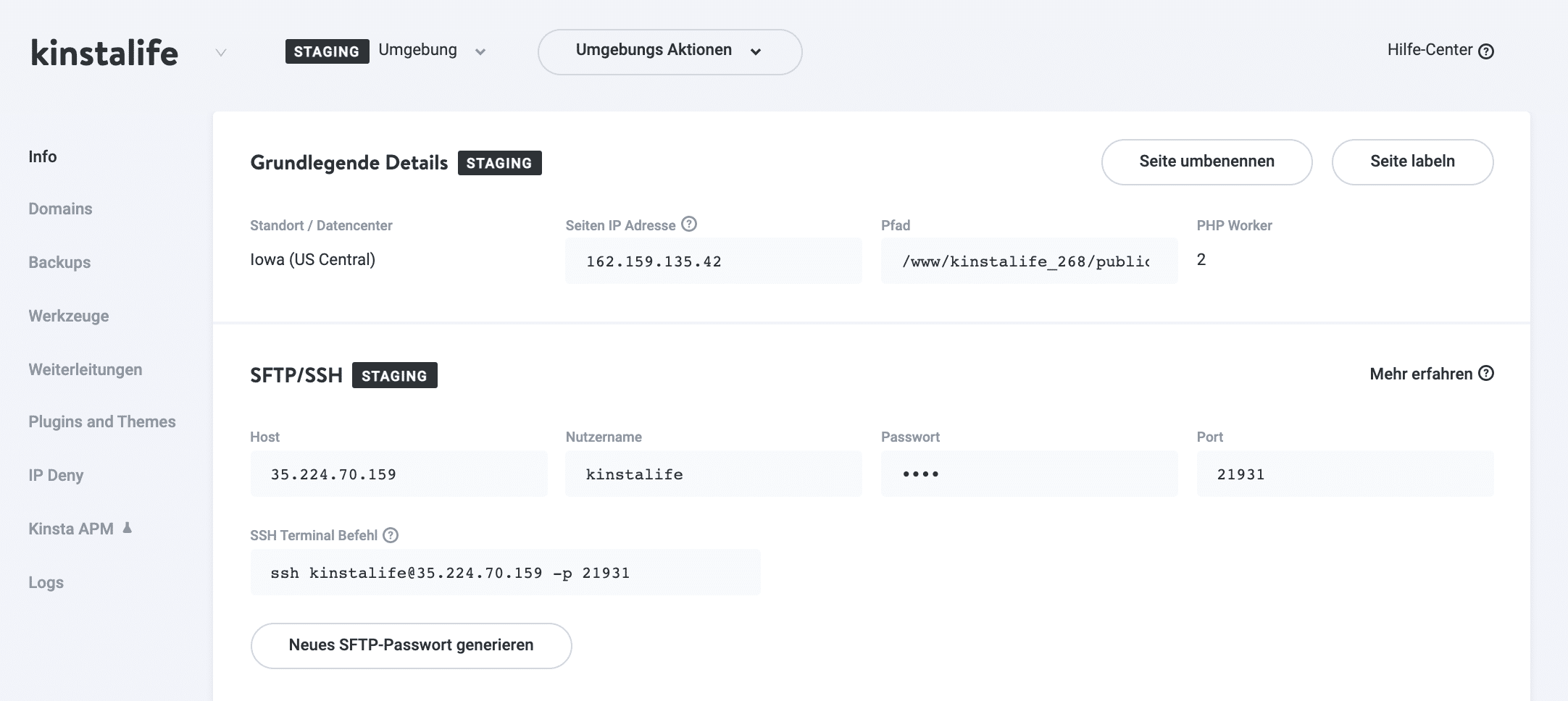 MyKinsta Staging