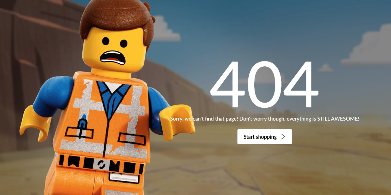 Ein Beispiel für eine 404-Seite auf der Lego-Webseite