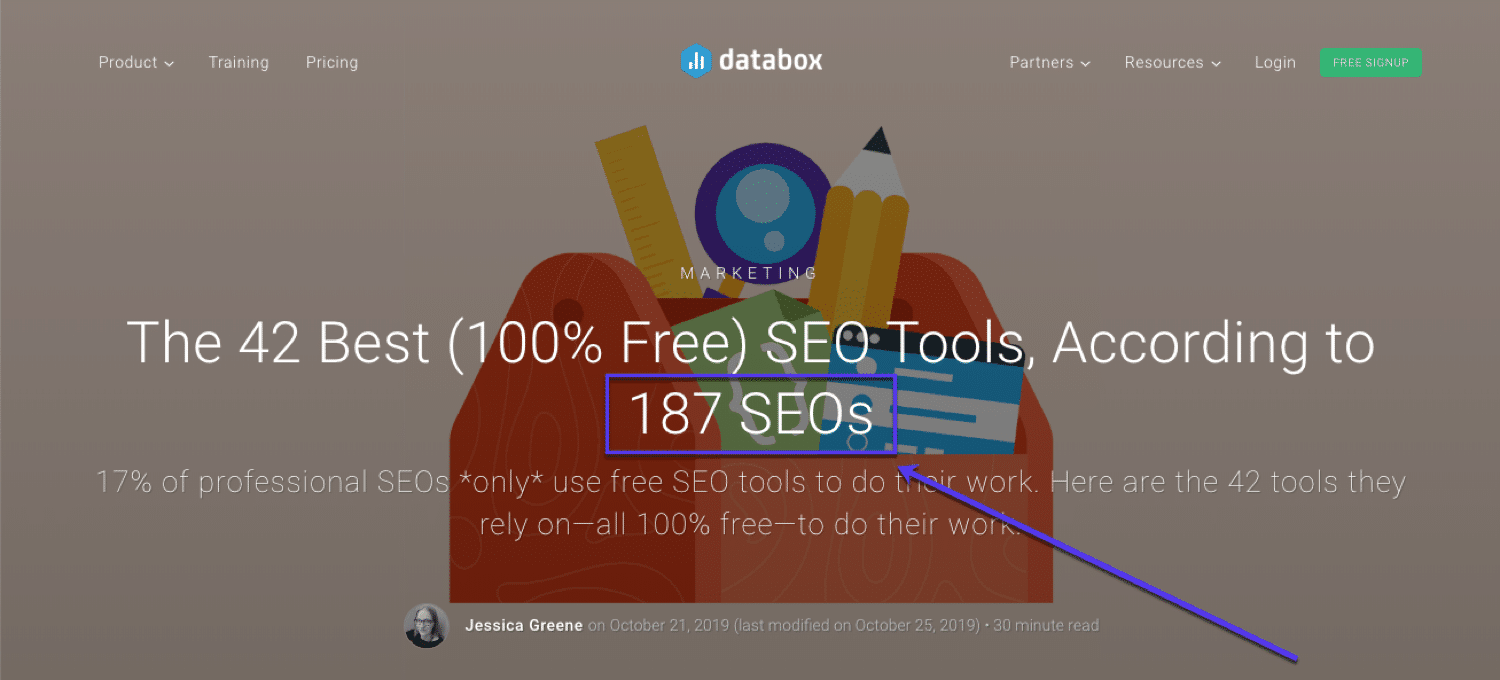 Beispiel für einen Experten-Roundup-Post von Databox