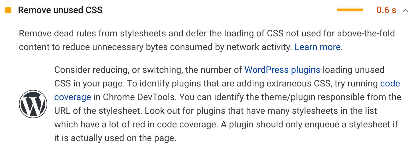 Ungenutztes CSS entfernen Empfehlung