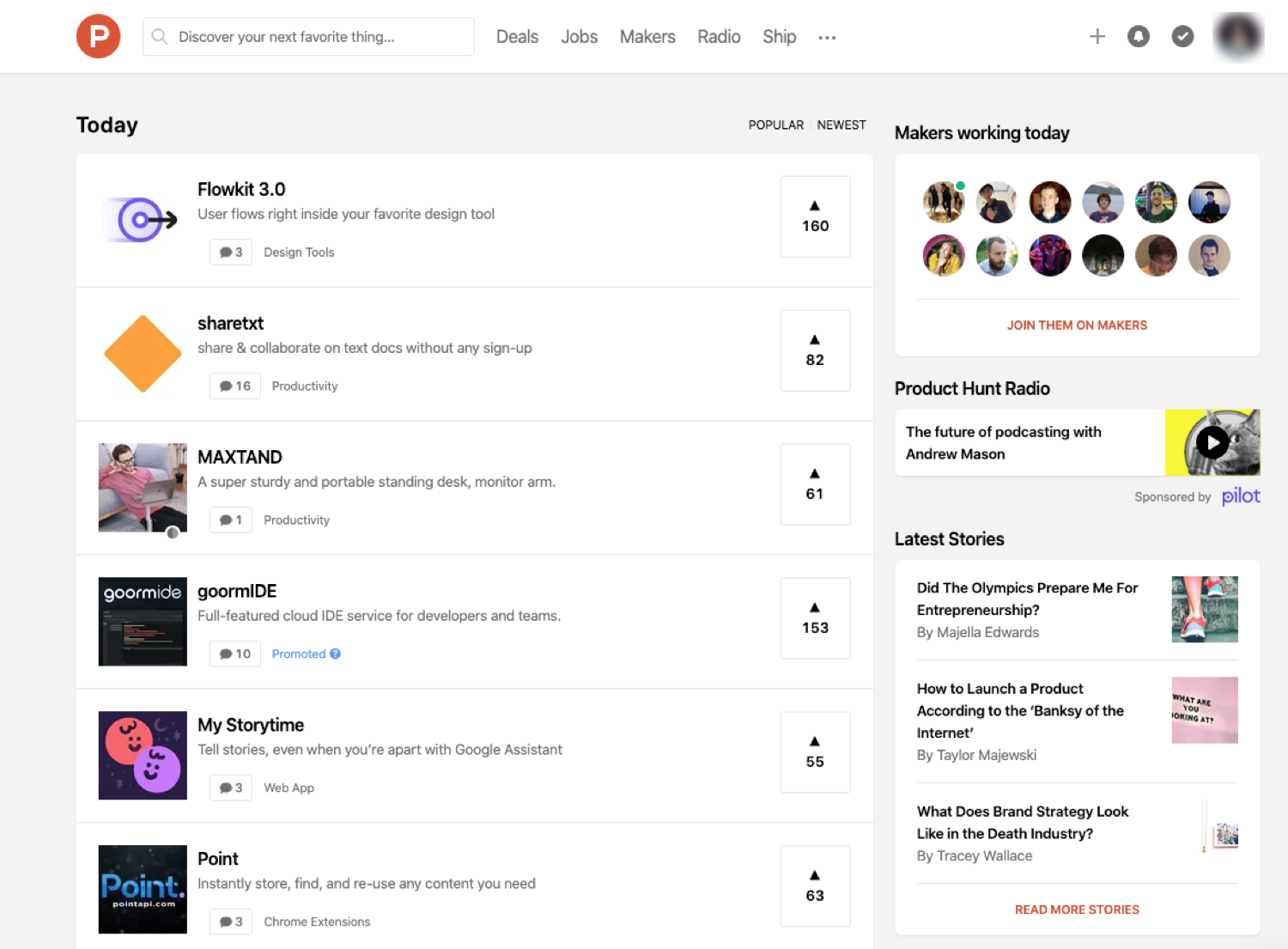 Die Homepage von Product Hunt kann den Traffic zurück auf deine Seite bringen.