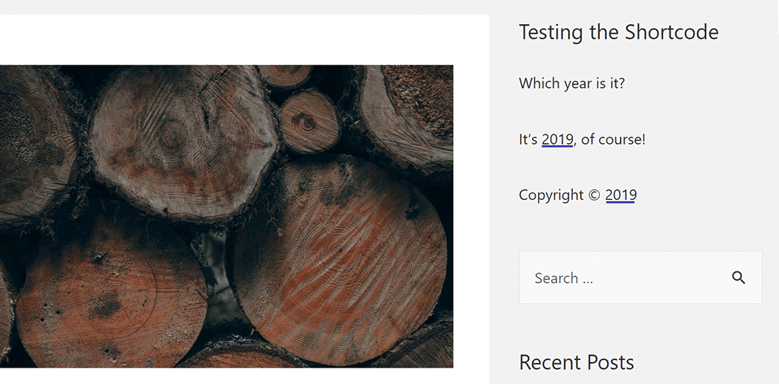 Der Output des “year” shortcodes