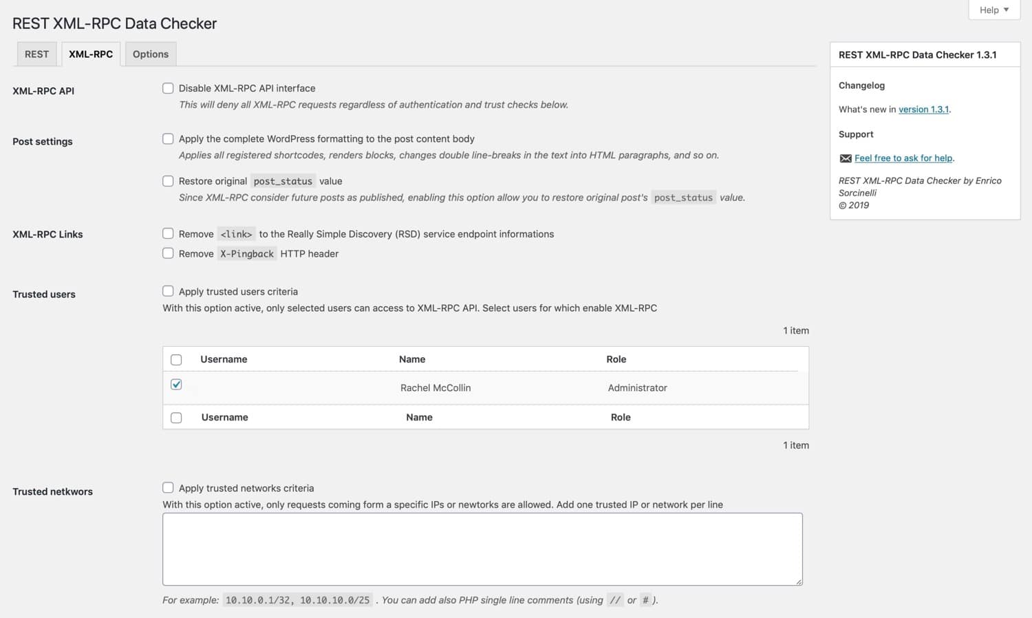 REST XML-RPC Data Checker