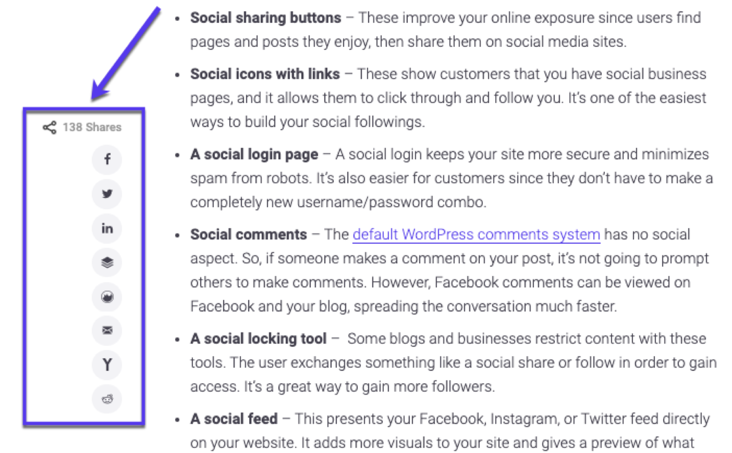 Ein Beispiel für Social Share-Buttons, die wir auf allen Blog-Beiträgen bei Kinsta verwenden