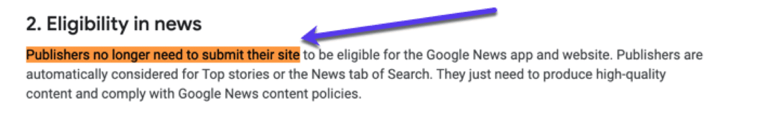 Das offizielle Statement von Google über die Berechtigung für Google News