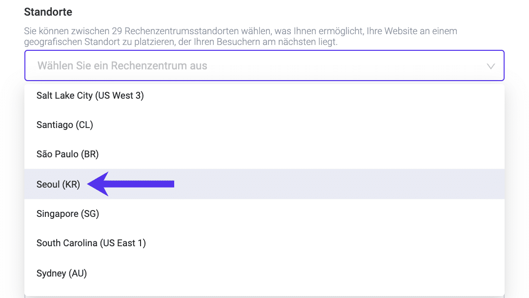 Datenzentrum Seoul in MyKinsta