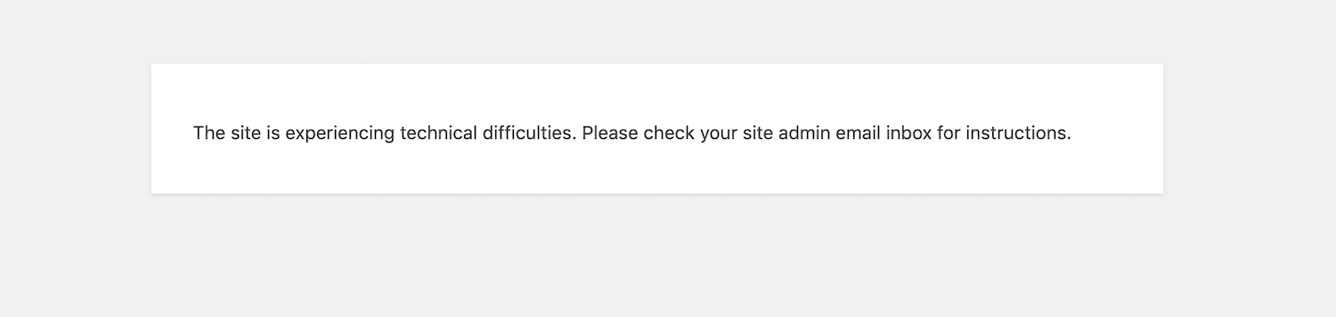Eine Fehlermeldung wird angezeigt: "Die Webseite hat technische Schwierigkeiten."