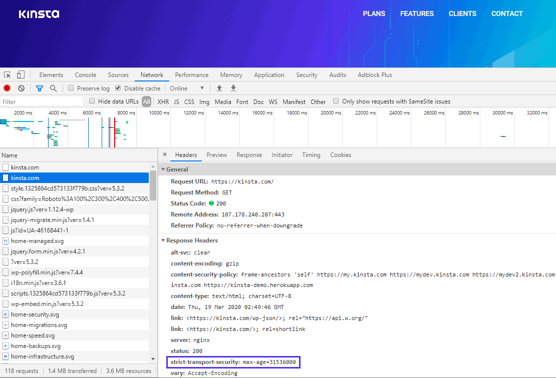 Verifizierung des HSTS-Antwort-Headers