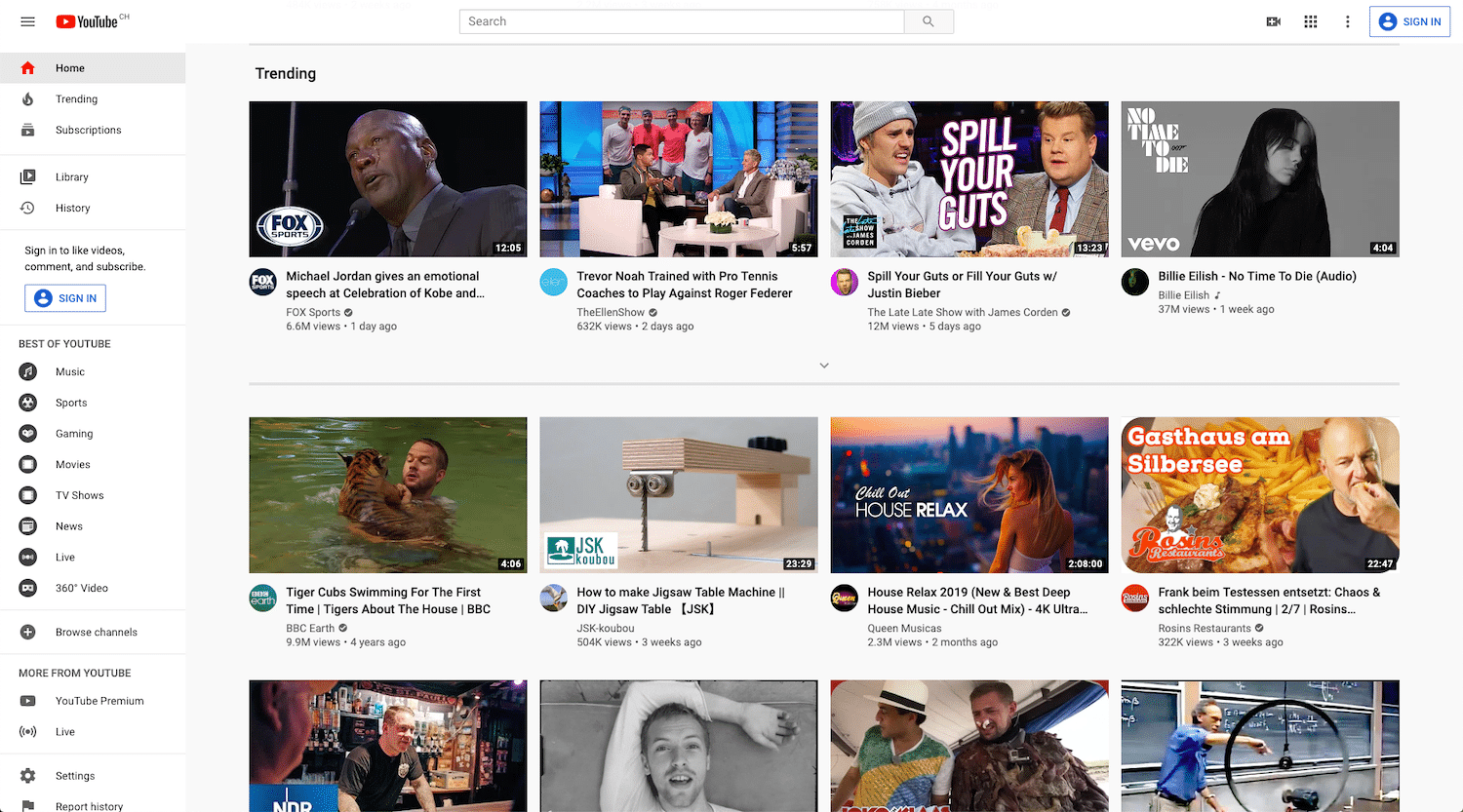 YouTube Homepage