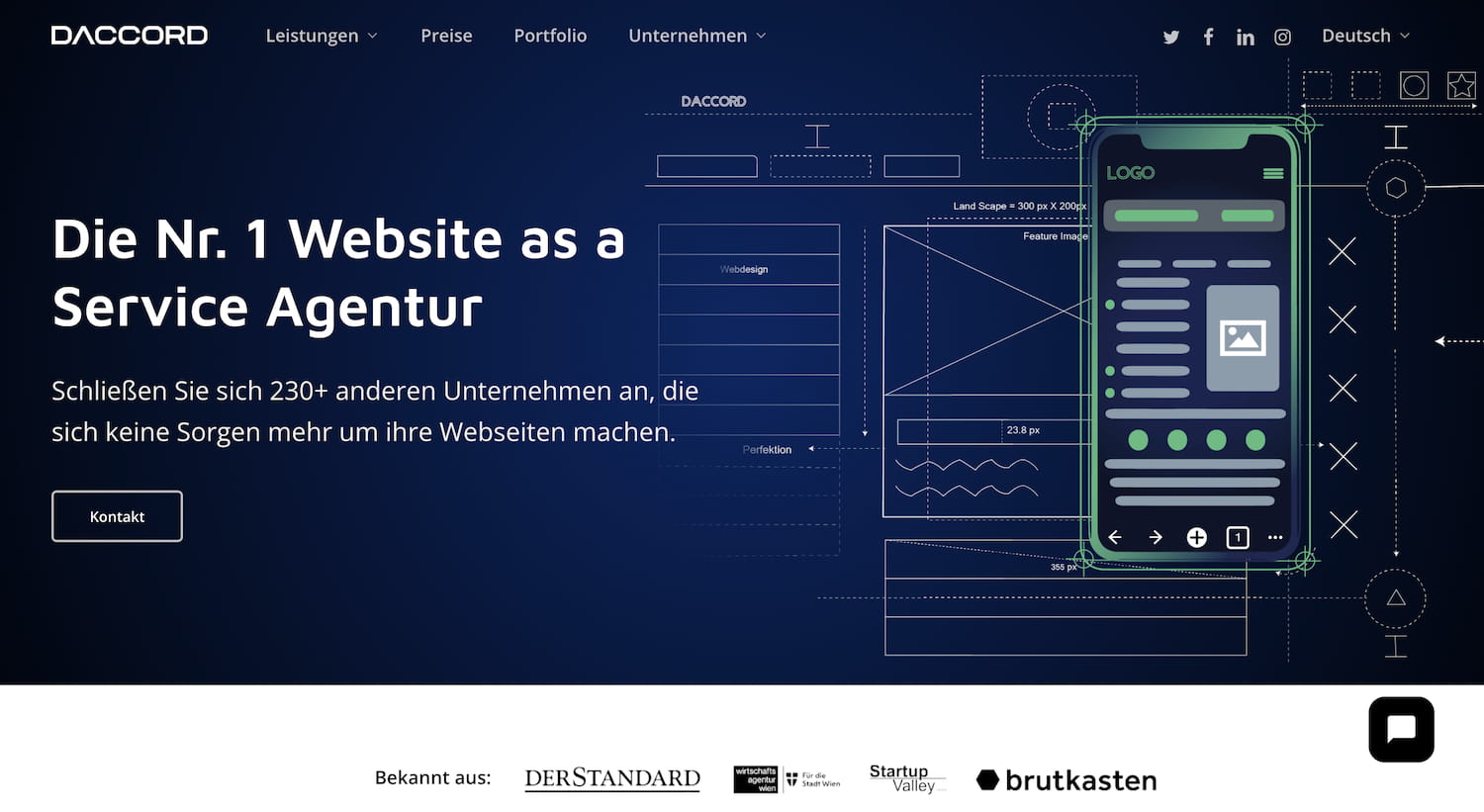 Screenshot der DACCORD Homepage