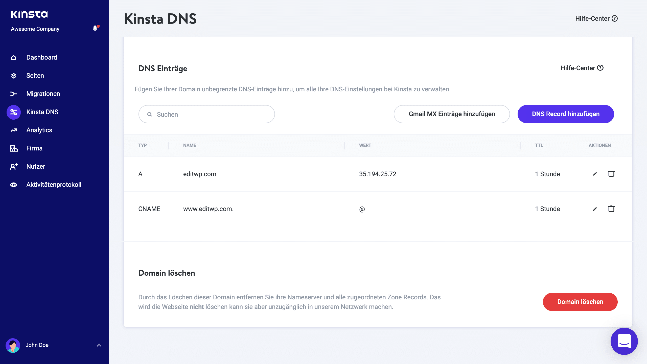 Premium DNS Einträge