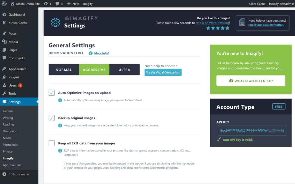 Wie man die Kompressionsstufe in Imagify einstellt