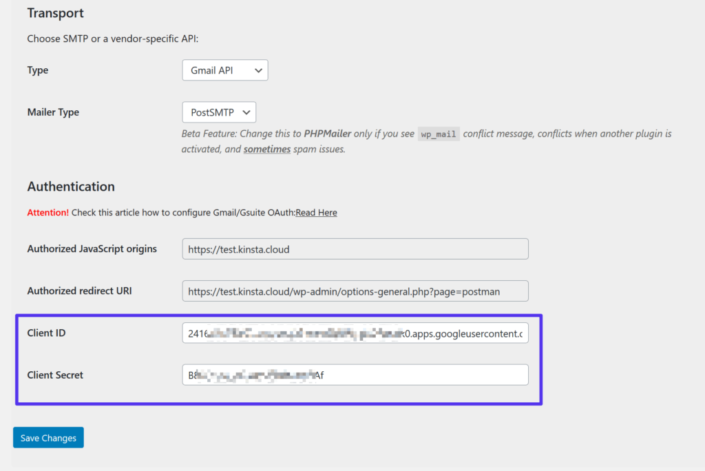 Gmail API Client IDs zu WordPress hinzufügen