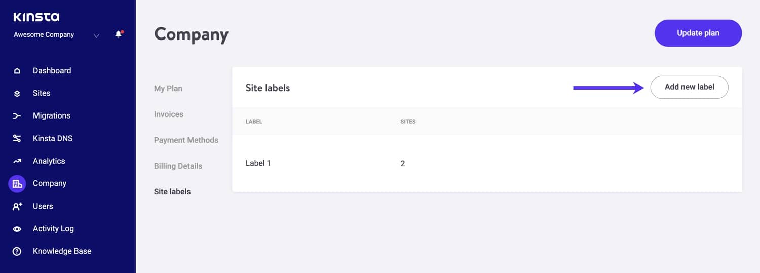 Verwalte deine Webseiten-Labels.
