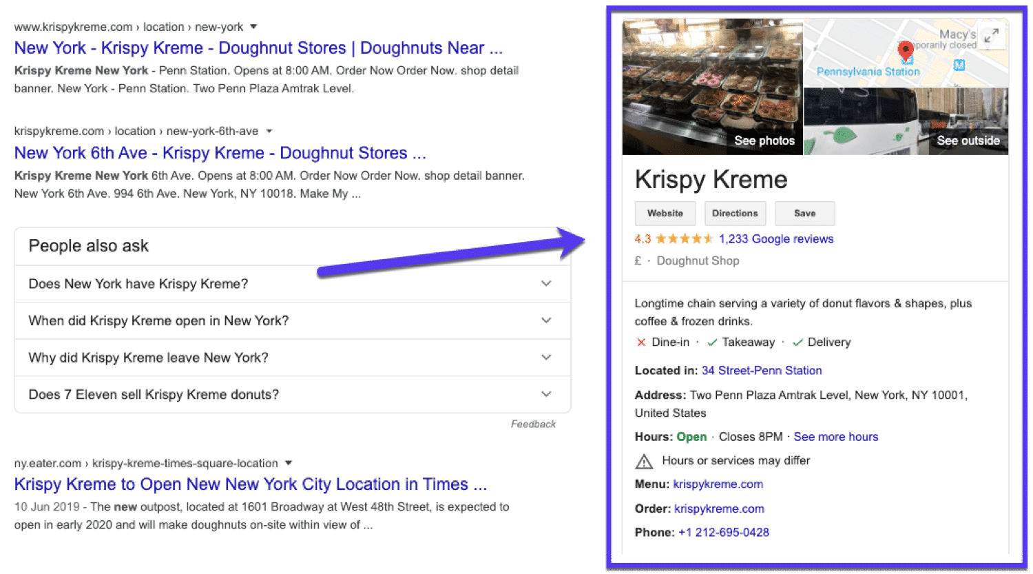 Ein Beispiel für einen Google My Business Eintrag