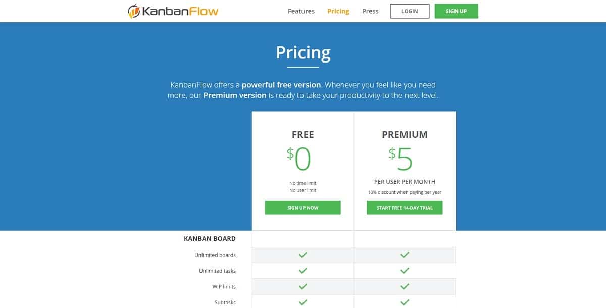 KanbanFlow Preisgestaltung