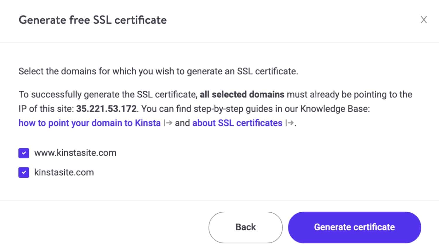 Wähle die SSL Domains.