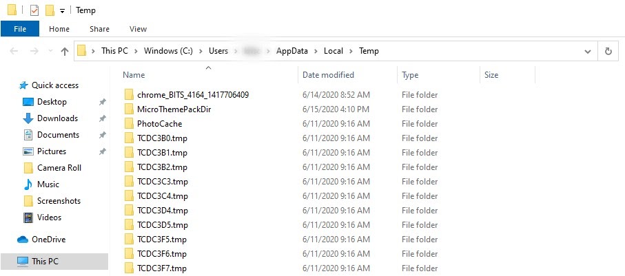 Windows Ordner für temporäre Dateien
