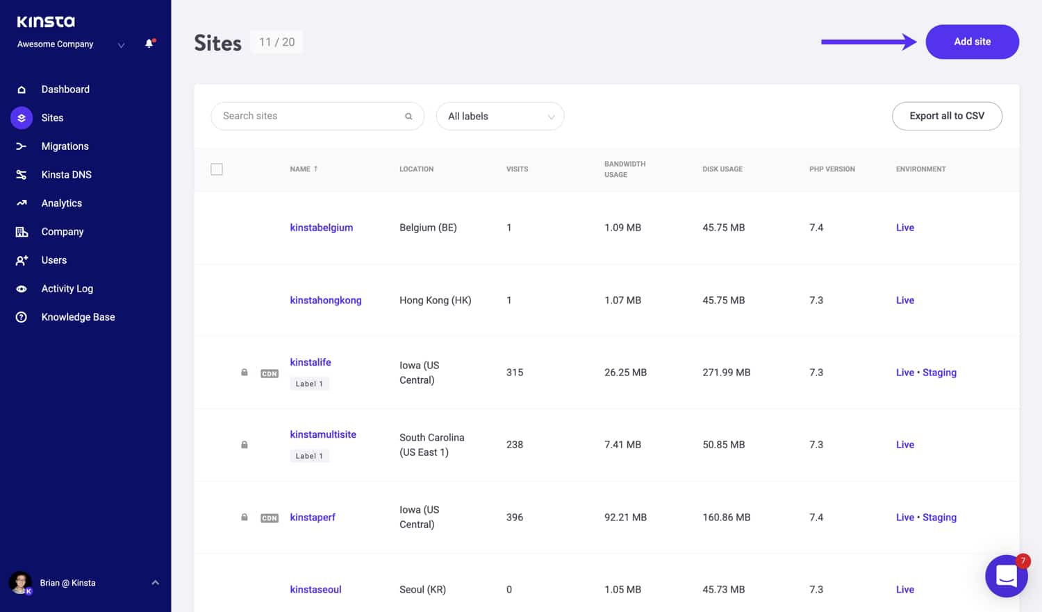 Erstelle eine neue WordPress Webseite bei Kinsta.