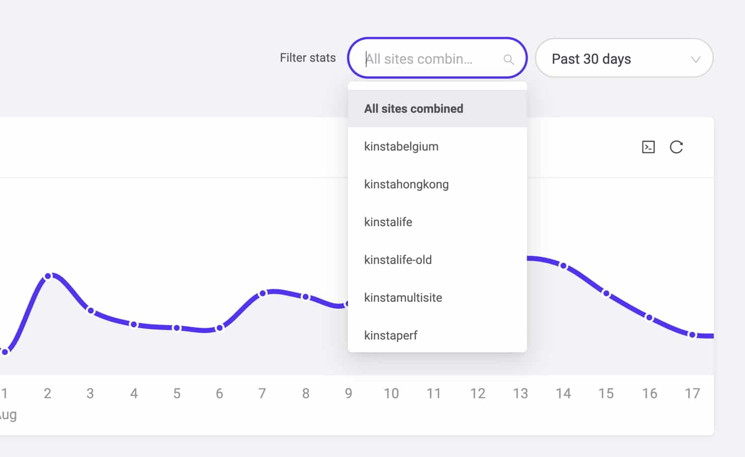 Filter MyKinsta analytics