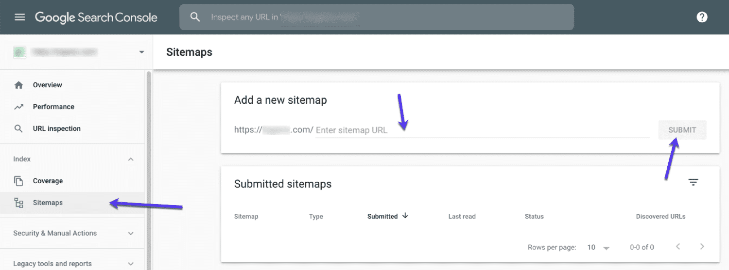 Hinzufügen einer Sitemap zur Google Search Console