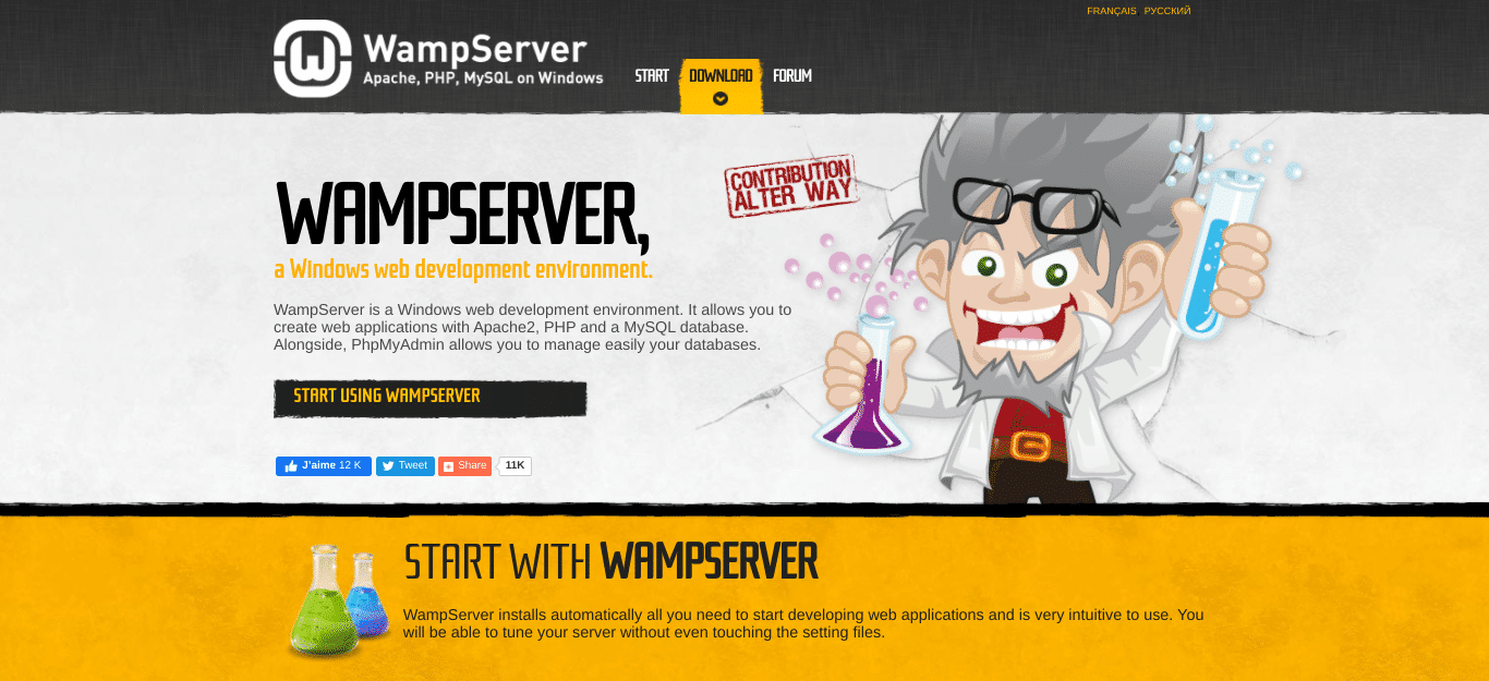 Die WampServer Webseite