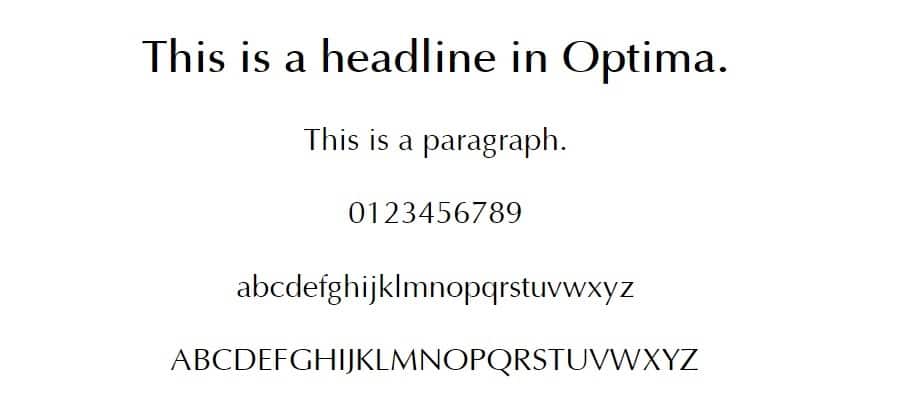 Beispiel für die Schriftart Optima