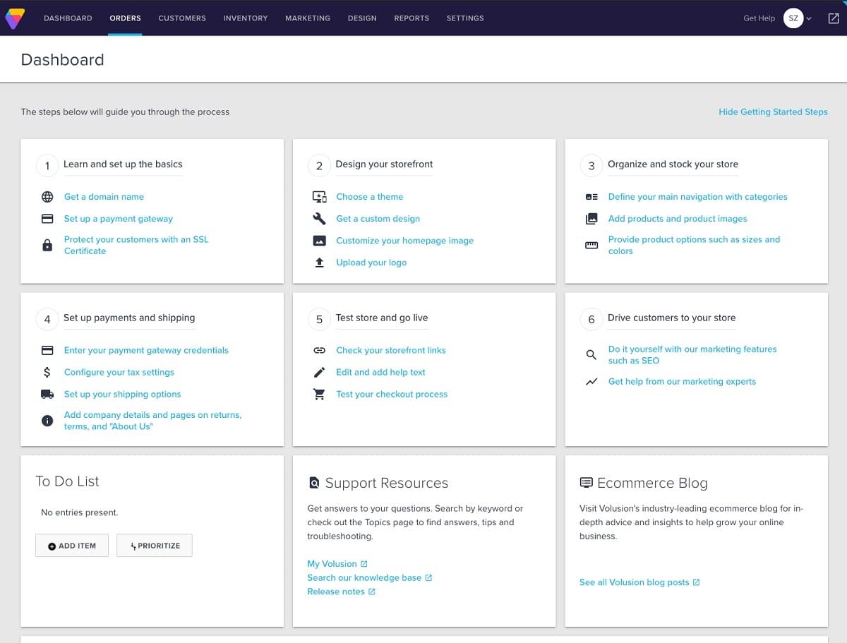 Volusion's Dashboard Tutorial