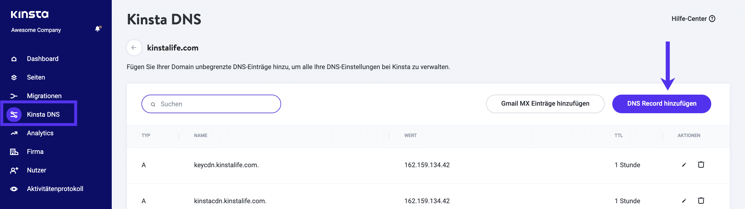 Kinsta DNS