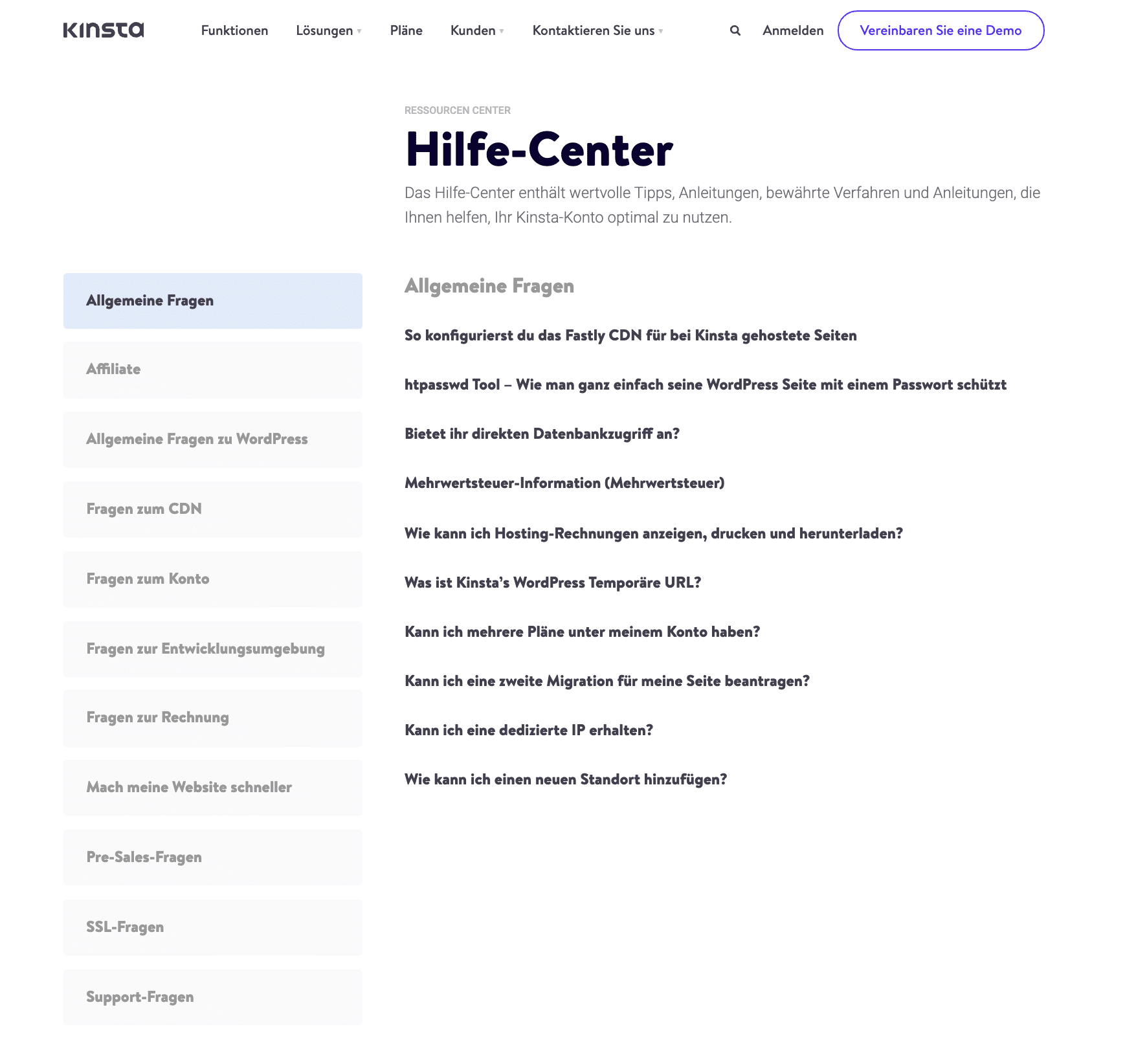 Die Homepage des Help Centers