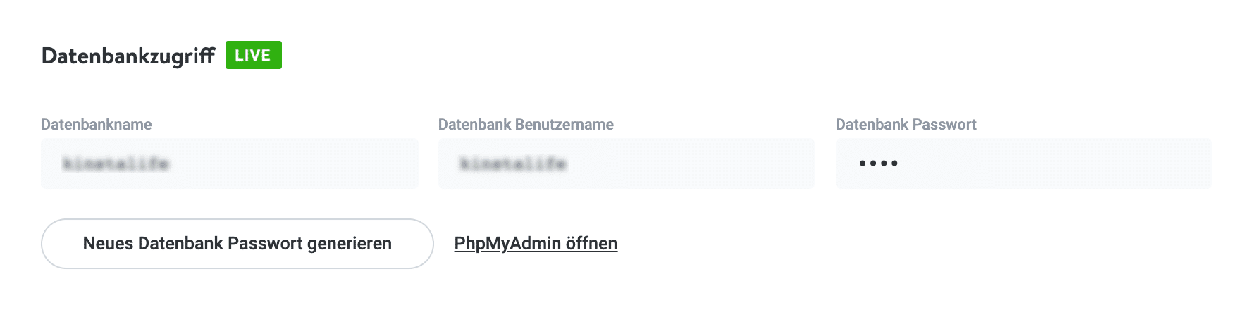 Zugriff auf phpMyAdmin über MyKinsta.