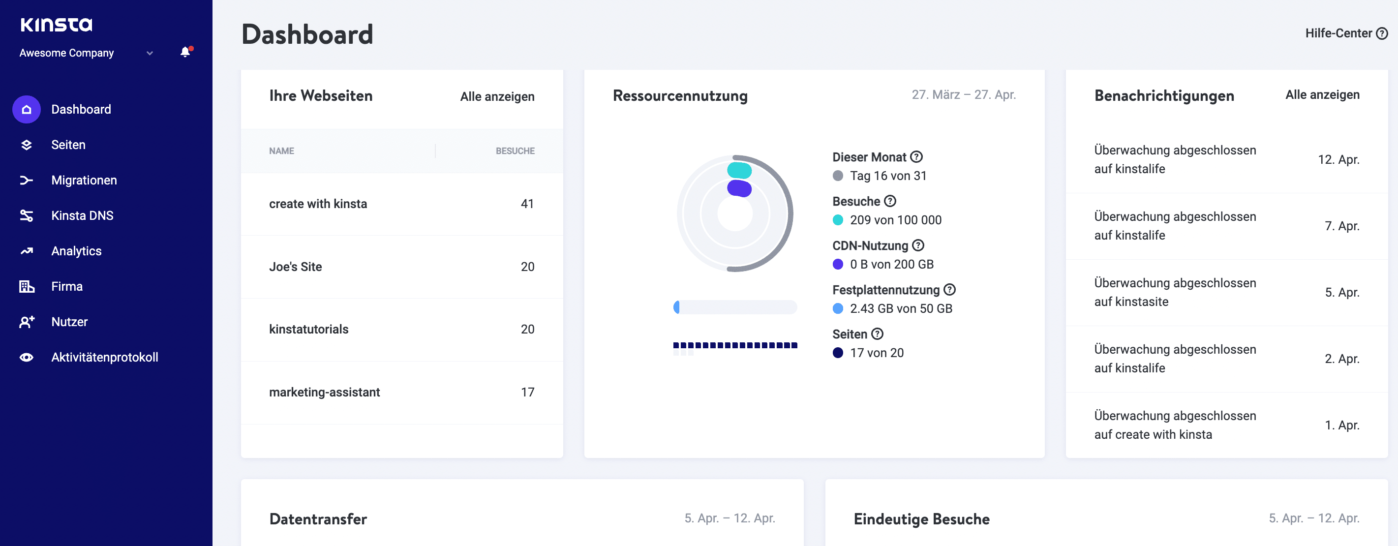 MyKinsta Dashboard