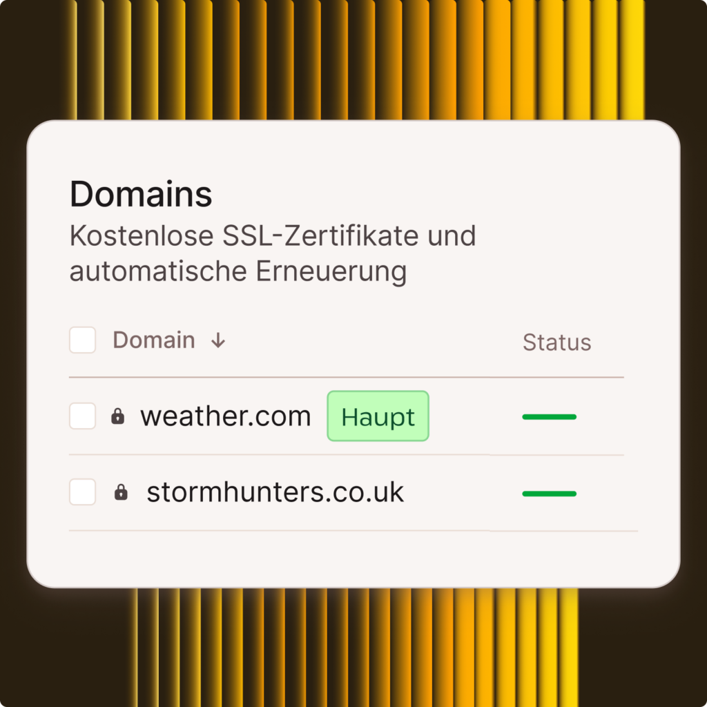 Screenshot der Domainverwaltung