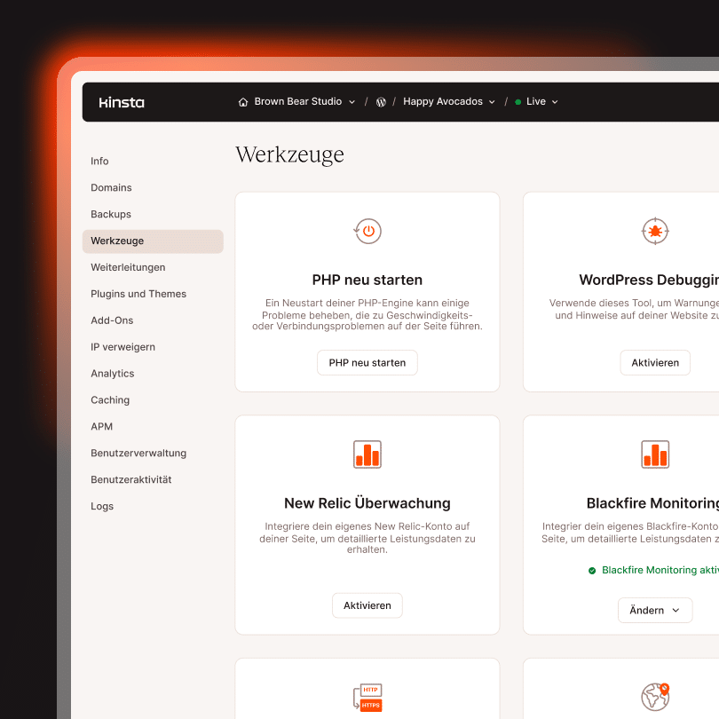 Das MyKinsta-Dashboard bietet dir die volle Kontrolle