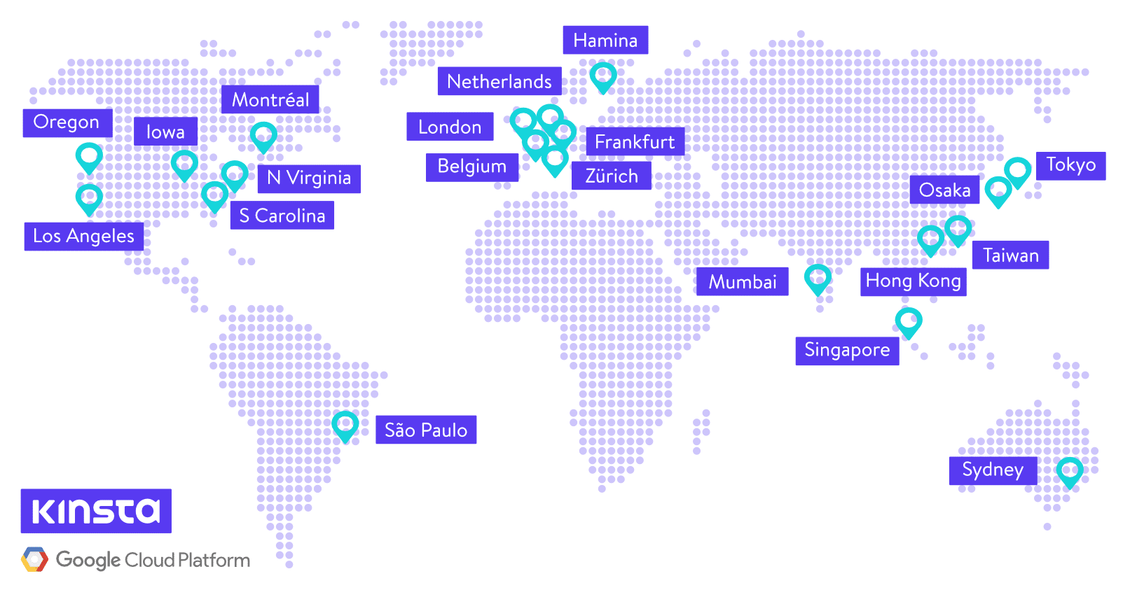 Google Cloud Platform datacenterplaceringer